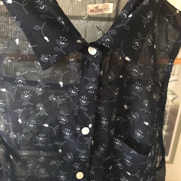 HOLISTER Sleeveless Sheer Button-down Blouse - Picture 6 of 13
